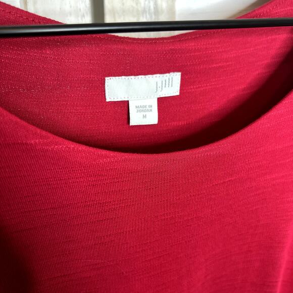 J. JILL Women's Size M Layered Button Back Short Sleeve Summer Dress Sangria Red - Picture 7 of 12